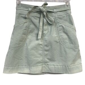 Pilcro Letterpress Sage Green Belted Cotton Mini Skirt size 0
